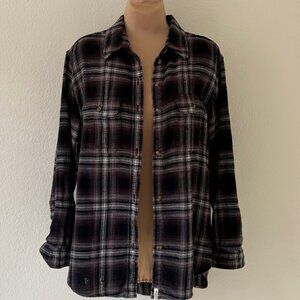 AMERICAN EAGLE Destroyed Plaid Flannel Button Down Shirt NWT